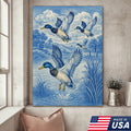Vintage Mallard Duck Hunting Canvas – Rustic Blue Wildlife Wall Art USA
