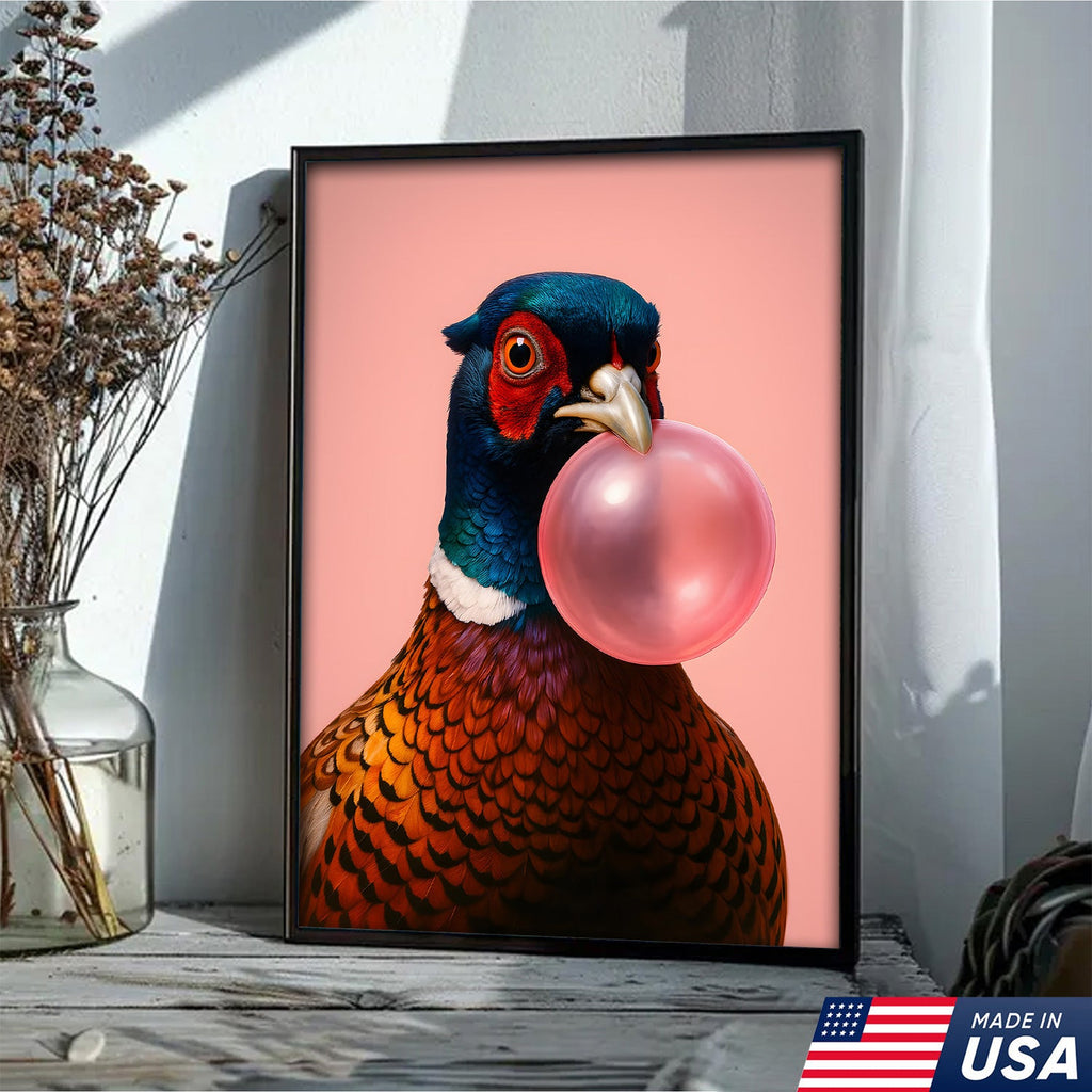 Funny Pheasant Canvas Wall Art – Unique Hunting Cabin Decor & Perfect Gift for Hunters