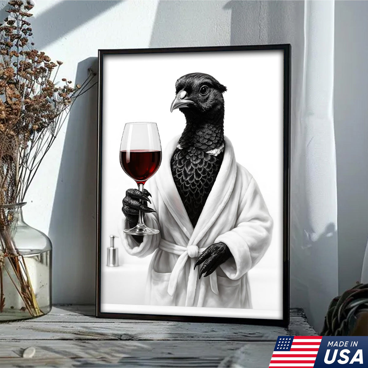 Funny Pheasant Bathroom Chill Canvas Wall Art – Unique Gift for Hunters, Bird Lovers
