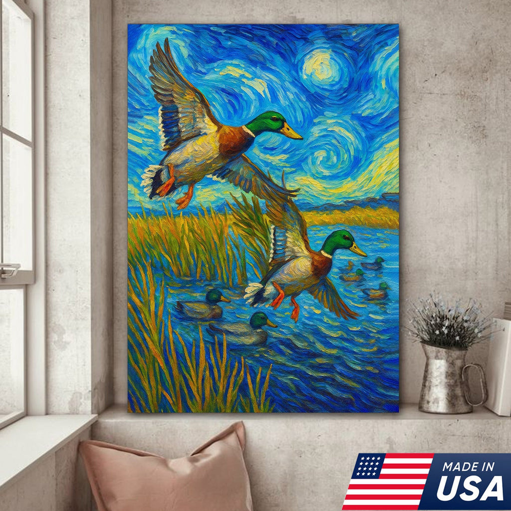 Mallard Duck Hunting Canvas Wall Art – Flying Ducks Rustic Decor