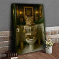 Funny Rustic Bobcat Wall Art Canvas – Smoking-Smoking Wild Cat Reading Newspaper