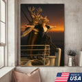 Romantic Deer Canvas Wall Art – Buck and Doe Cinematic Scene Sunset