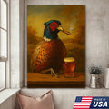 Pheasant With Smoking & Cocktail Glasses Canvas – Hunting Lodge Decor Perfect Gift for Hunters