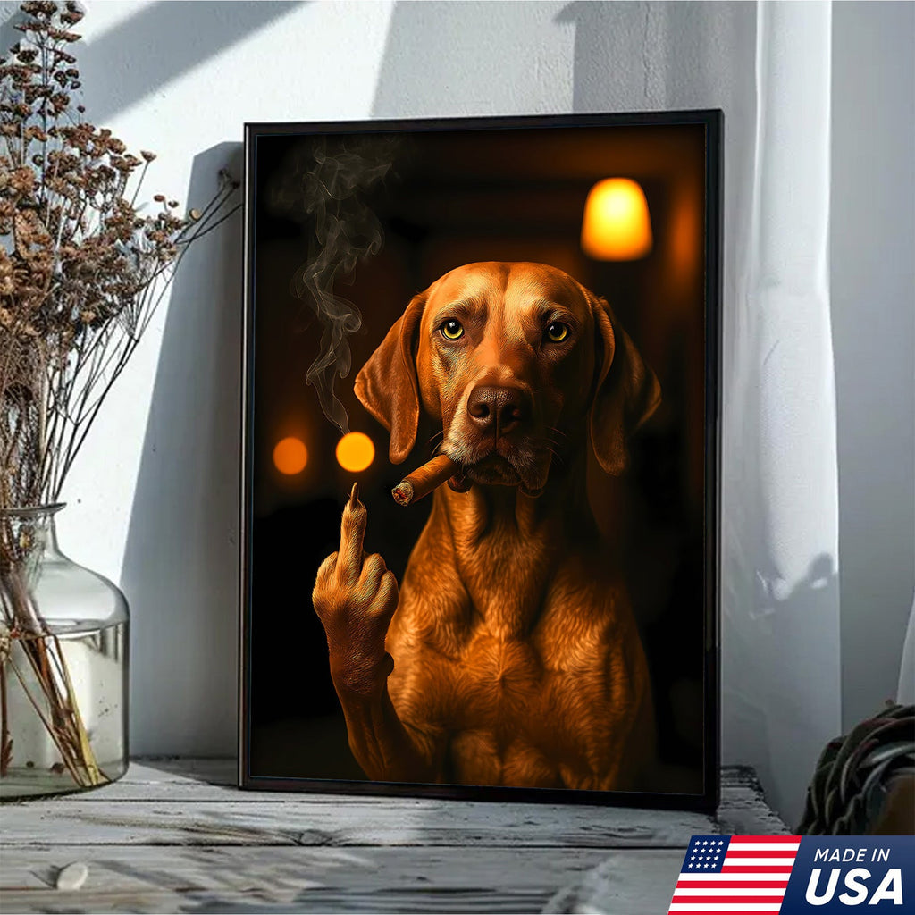Funny Smoking Dog Canvas – Badass Gift for Hunters & Dog Lovers