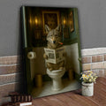 Funny Coyote Bathroom Canvas – Wild Dog on Toilet Reading Newspaper - Wolf Coyote
