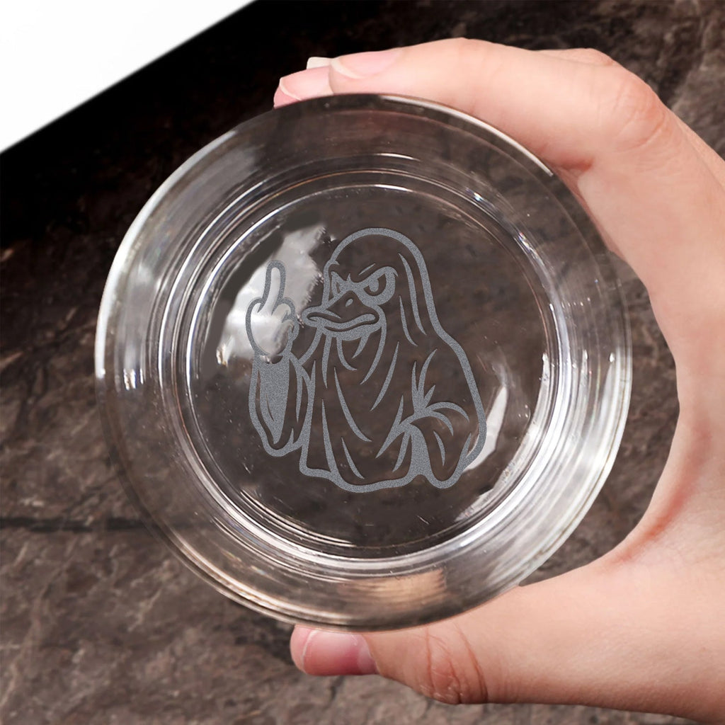 Duck Halloween Engraved Whiskey Glass – Funny Funny Finger Whiskey Glass for Men, Hunters & Drinking Lovers