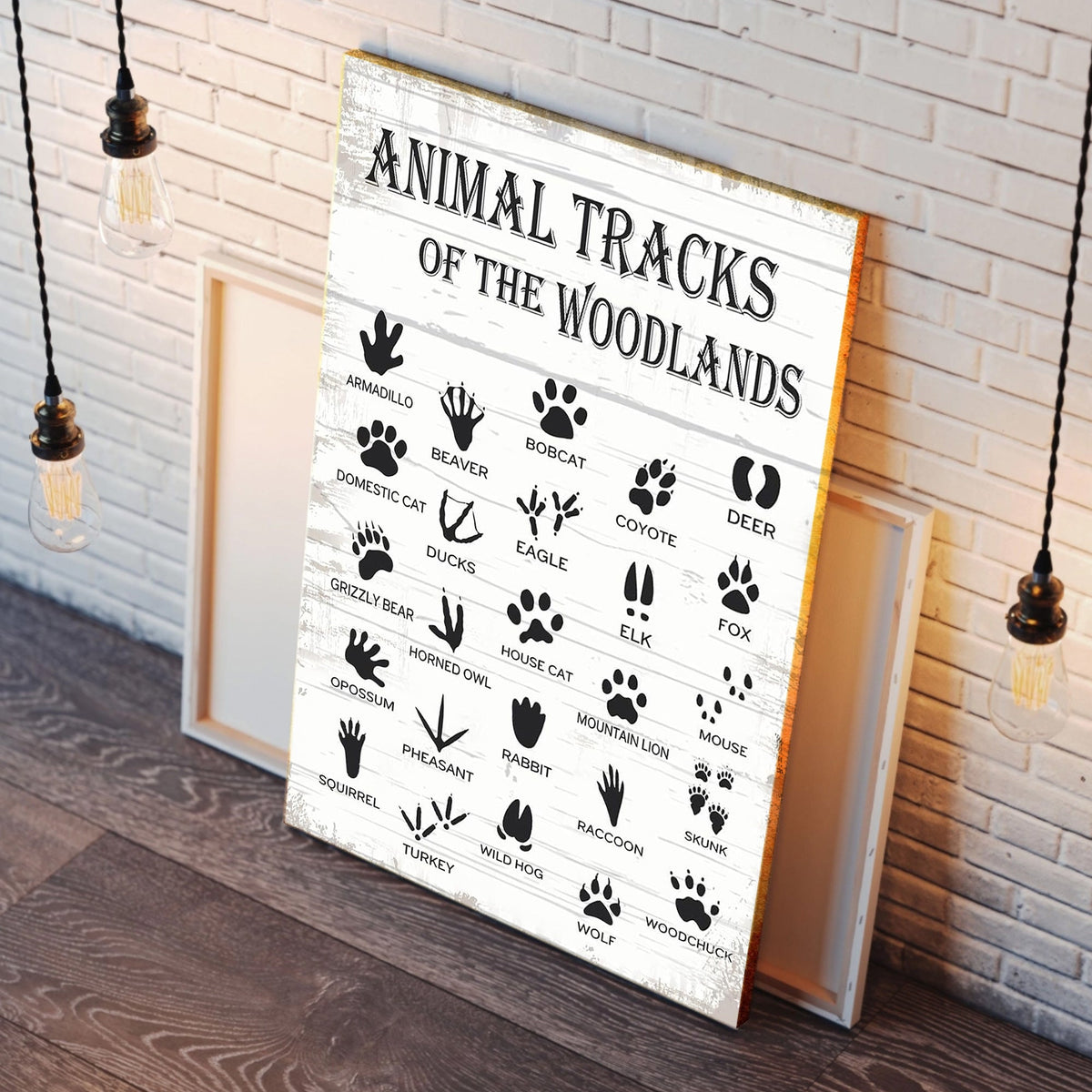 Animal Tracks of the Woodlands Canvas – Rustic Cabin Wall Art for Hunters & Nature Lovers