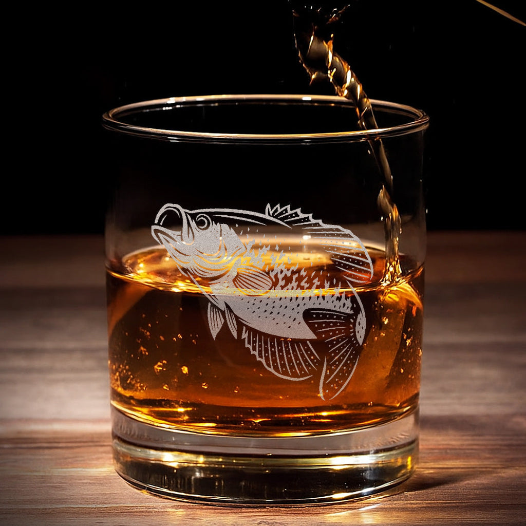 Crappie Fishing Whiskey Glass – Engraved Fisherman Gift for Dad, Husband,