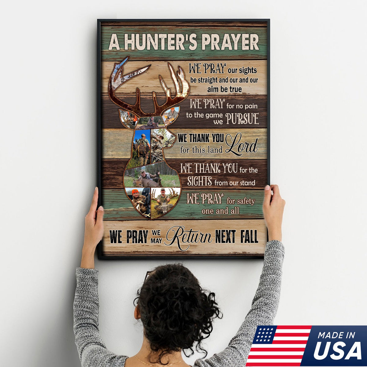 Personalized Image Hunter’s Prayer Canvas – Custom Deer Hunting Wall Art Gift for Hunters