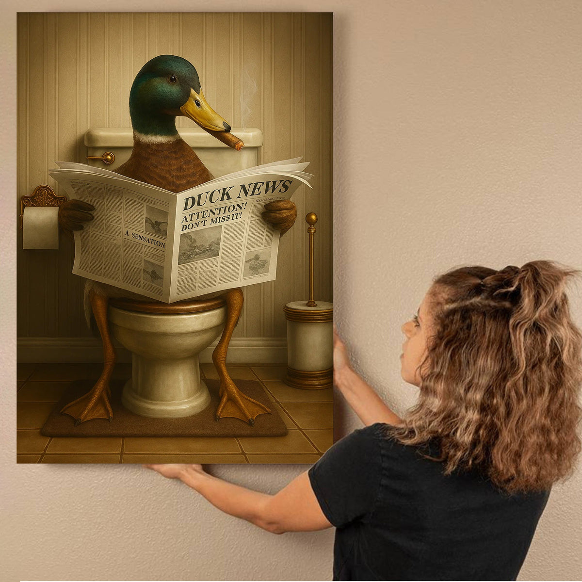 Smoking Duck Canvas – Funny Wildlife Wall Art for Hunters & Animal Lovers