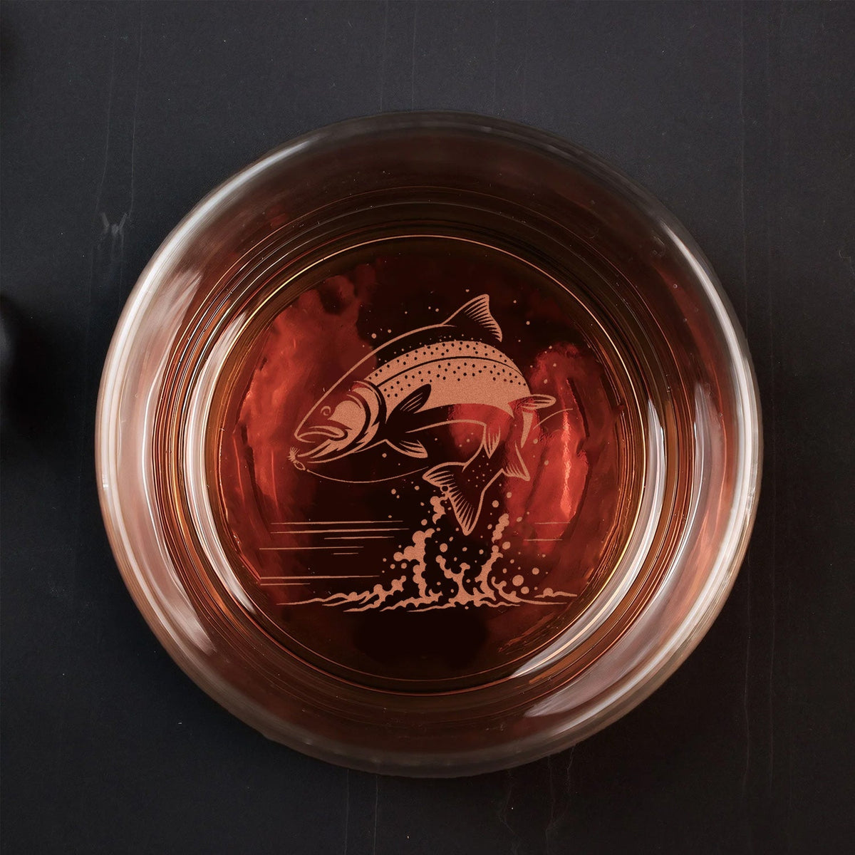 Fishing Engraved Whiskey Glass – Fish Design - Unique Gift for Fishermen & Outdoor Lovers