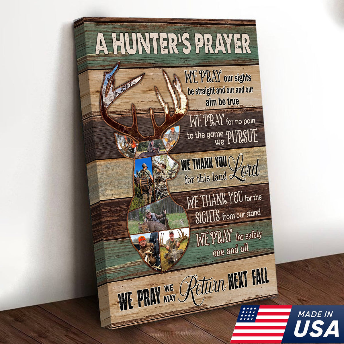 Personalized Image Hunter’s Prayer Canvas – Custom Deer Hunting Wall Art Gift for Hunters