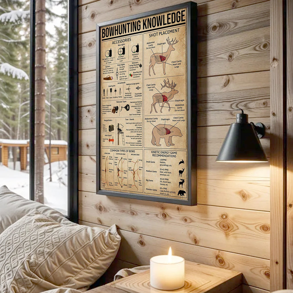 Bowhunting Knowledge Canvas – Deer & Elk Shot Placement and Archery Guide Wall Art