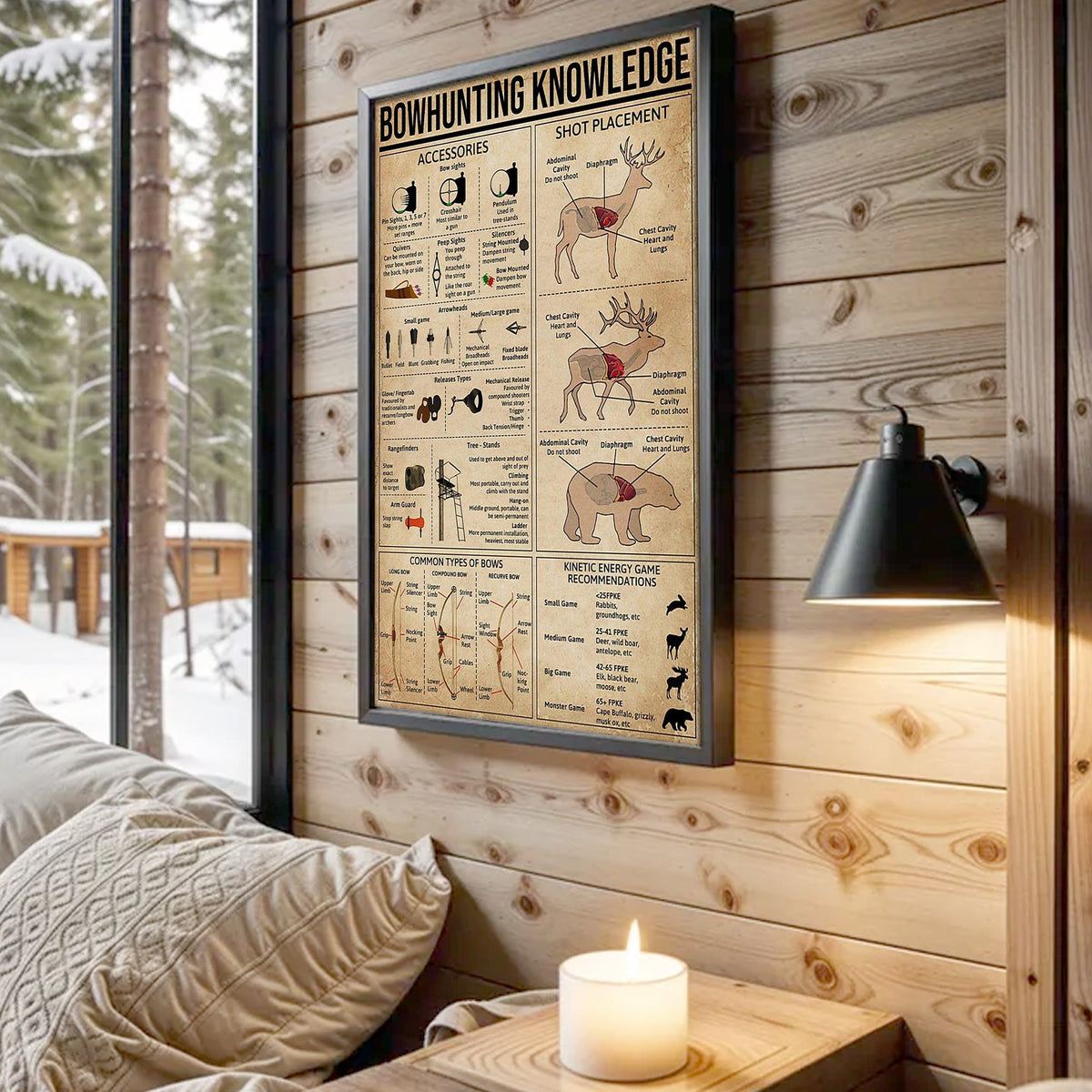 Bowhunting Knowledge Canvas – Deer & Elk Shot Placement and Archery Guide Wall Art
