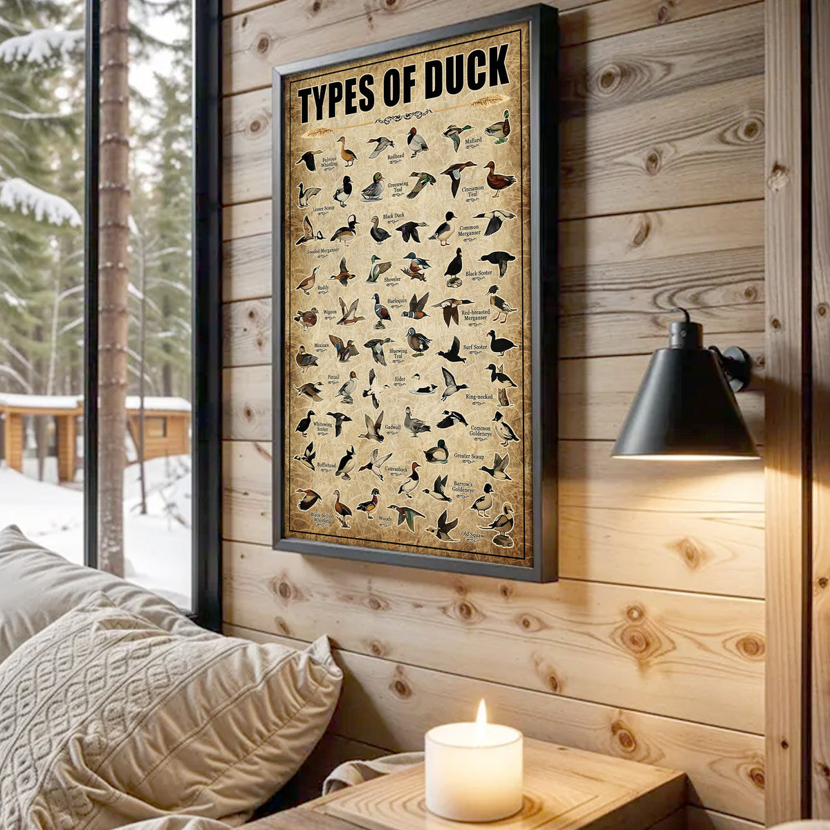 Types of Duck Canvas – Educational Waterfowl Chart Wall Art - Hunting Lodge or Nature Decor