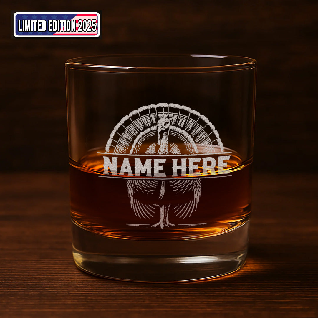 Personalized Turkey Whiskey Glass – Unique Gift for Hunters, Outdoorsmen & Drinking Lovers