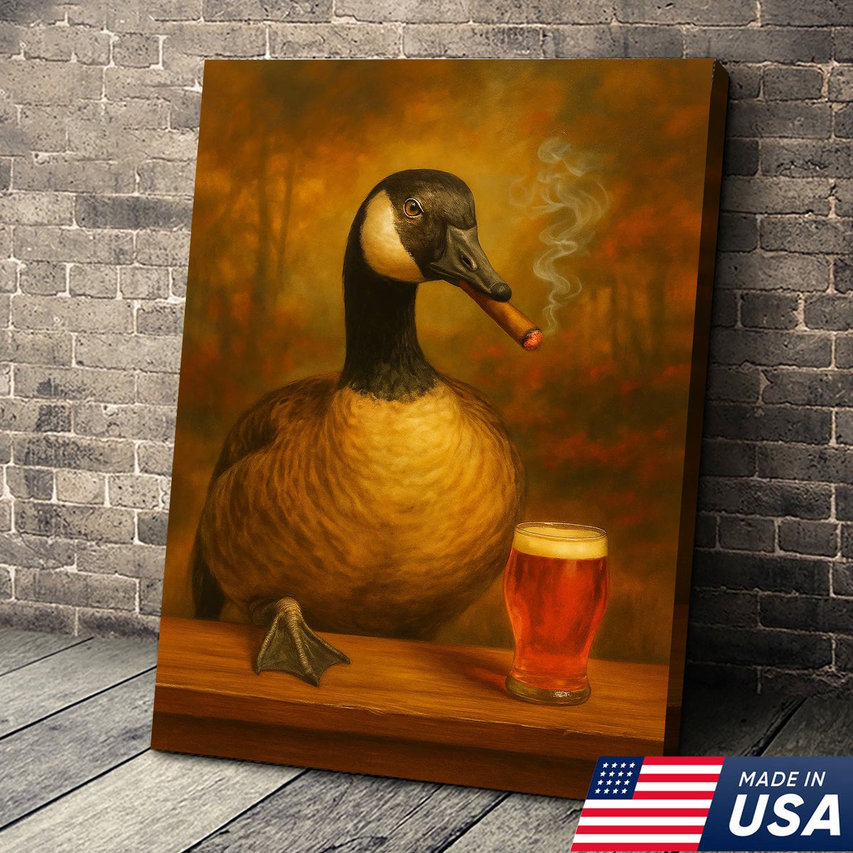 Funny Goose Smoking & Drinking Cocktail Glasses Canvas – Farmhouse Cabin Wall Art