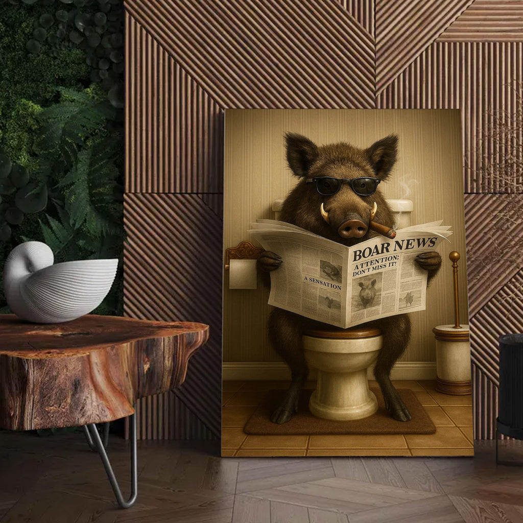 Smoking Boar Canvas – Funny Wildlife Wall Art for Hunters & Animal Lovers