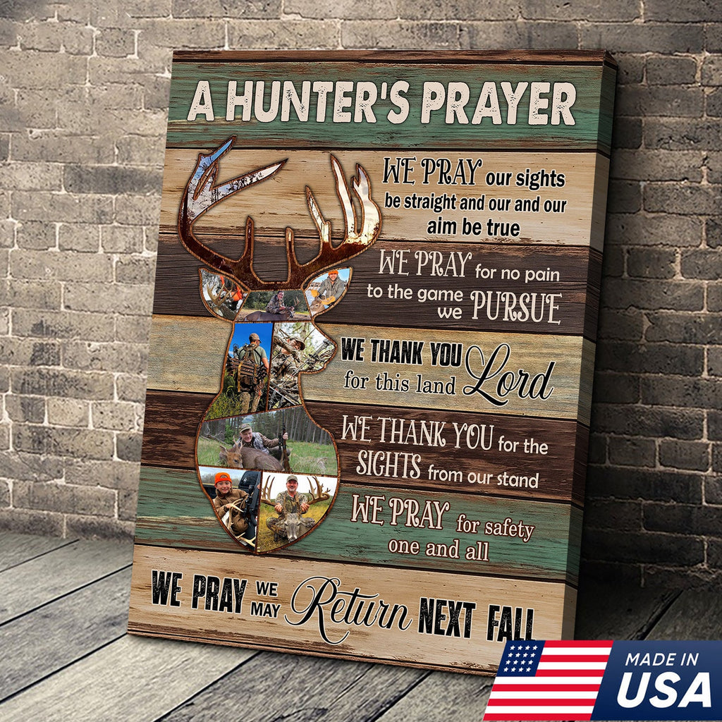 Personalized Image Hunter’s Prayer Canvas – Custom Deer Hunting Wall Art Gift for Hunters