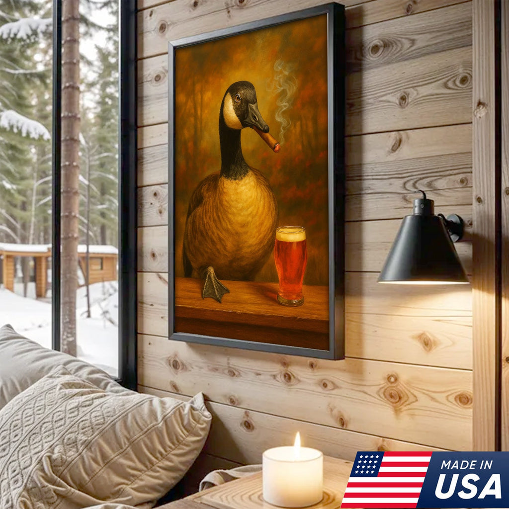 Funny Goose Smoking & Drinking Cocktail Glasses Canvas – Farmhouse Cabin Wall Art
