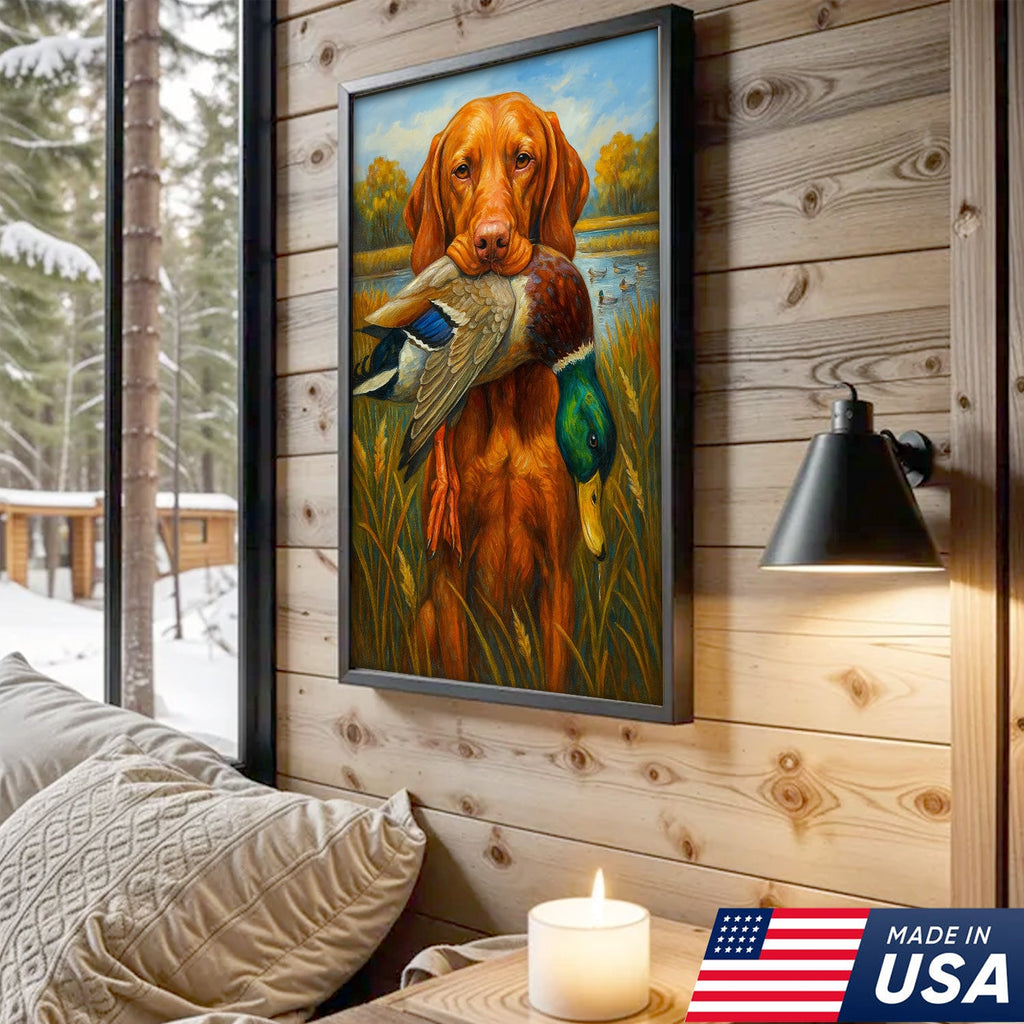 Rustic Hunting Wall Art – Dog and Duck Canvas Print