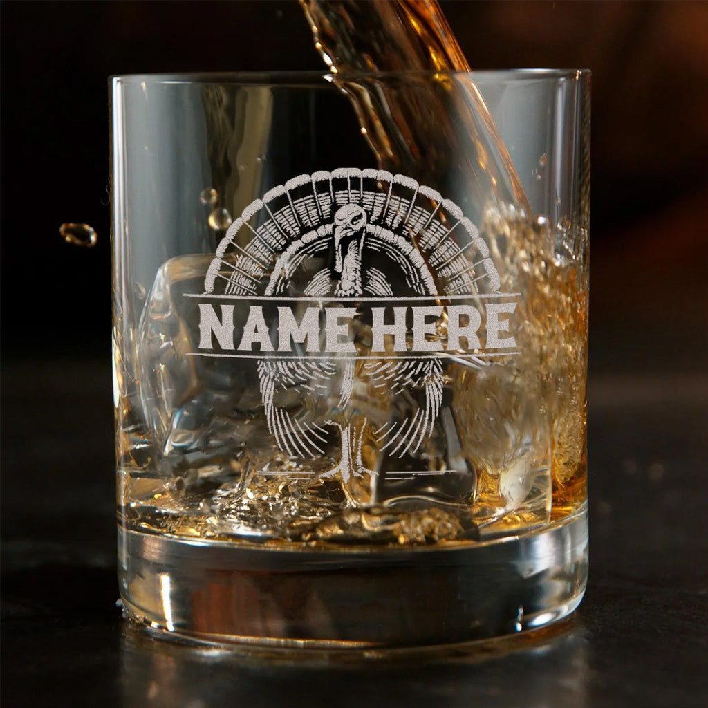 Personalized Turkey Whiskey Glass – Unique Gift for Hunters, Outdoorsmen & Drinking Lovers