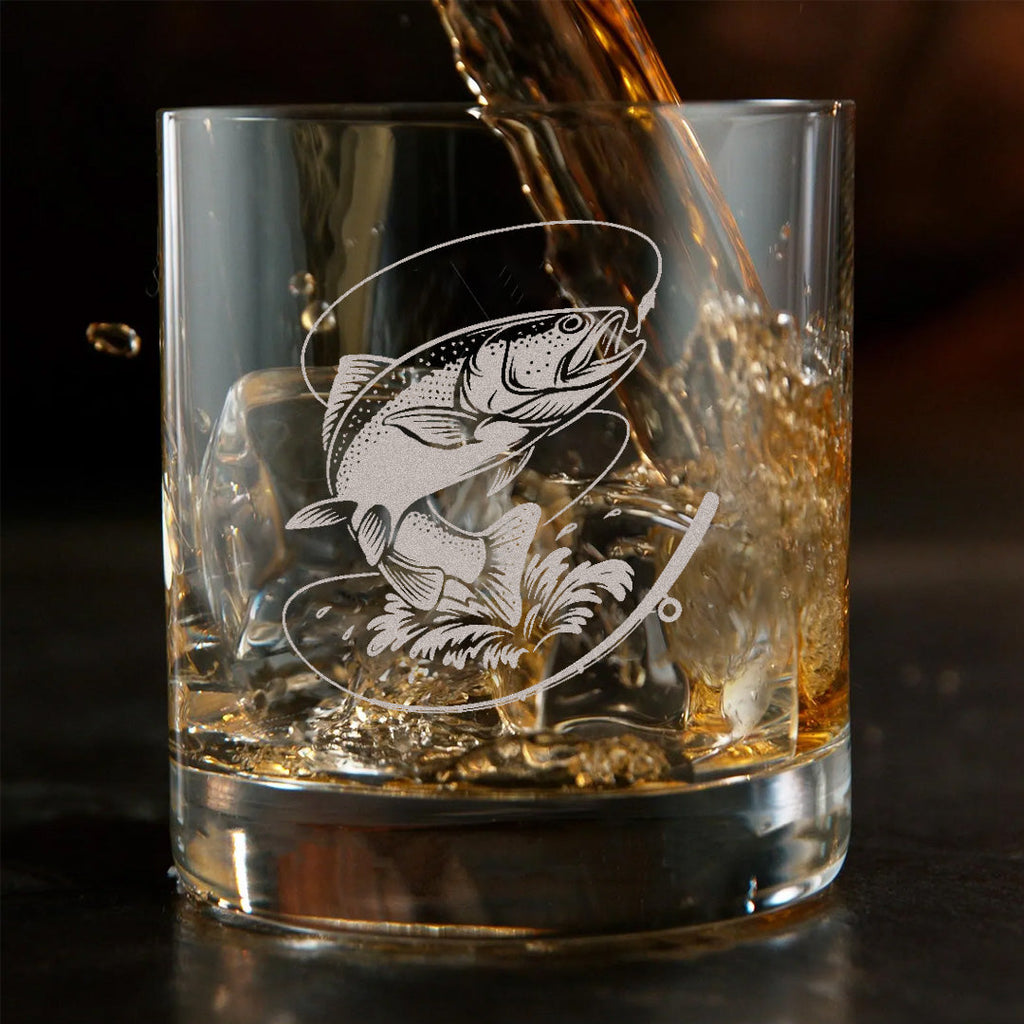 Trout Fishing Whiskey Glass – Custom Engraved Fly Fisherman Gift2025