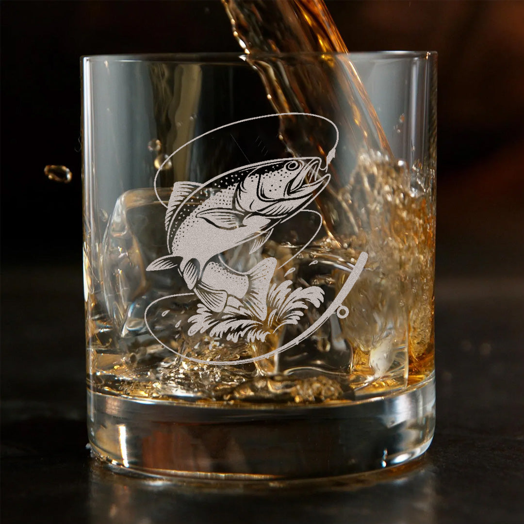 Trout Fishing Whiskey Glass – Custom Engraved Fly Fisherman Gift2025