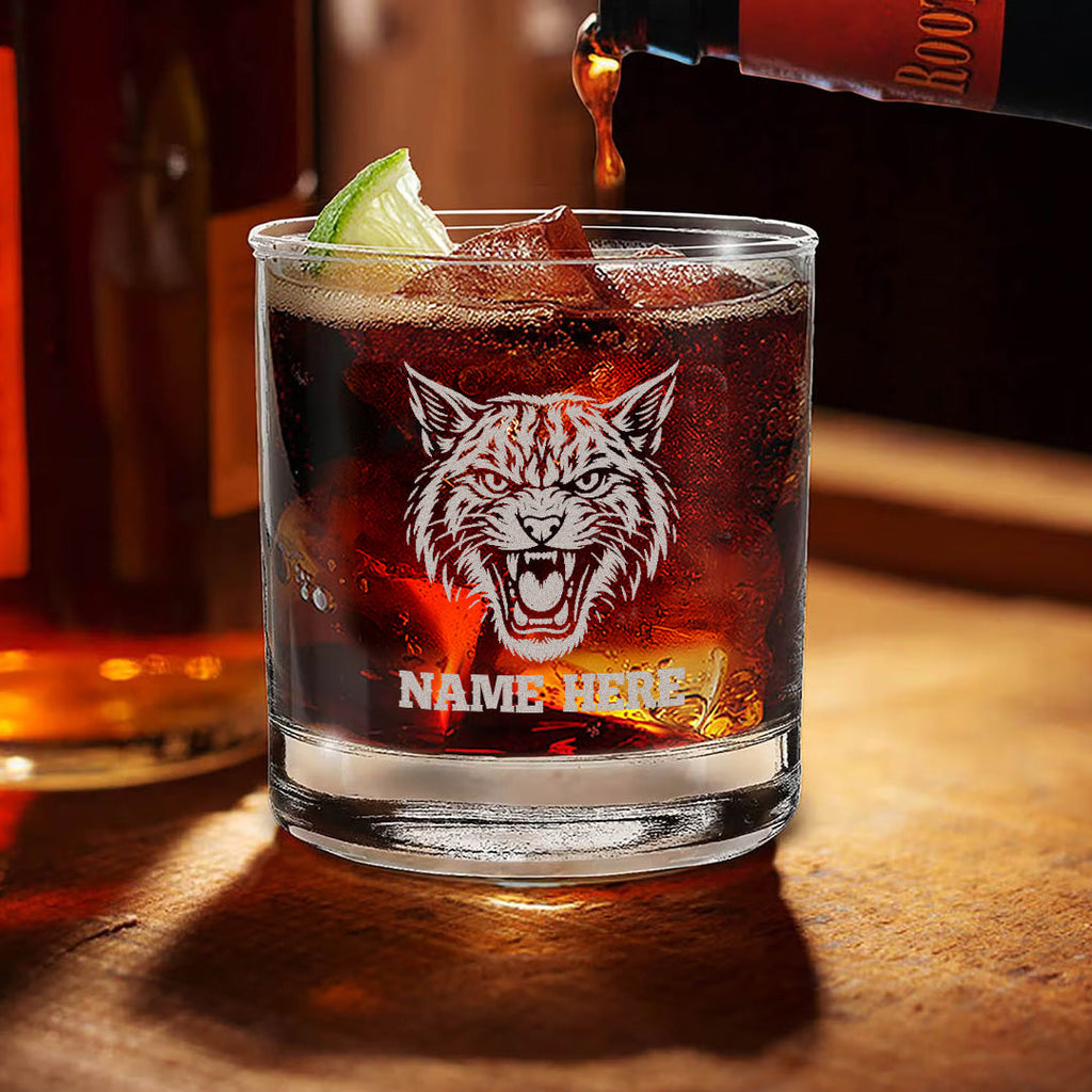 Personalized Whiskey Glass – Engraved Tiger Head, Custom Glass for Drinking Lovers And Man Cave Decor
