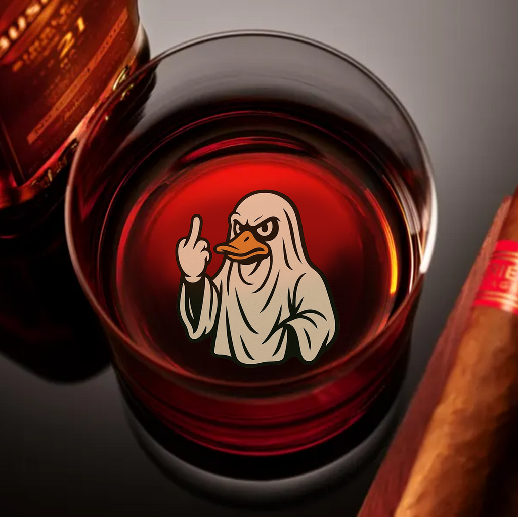 Funny Duck Halloween Whiskey Glass – Unique Drinking Gift for Hunters, Men, and Drinking Lovers