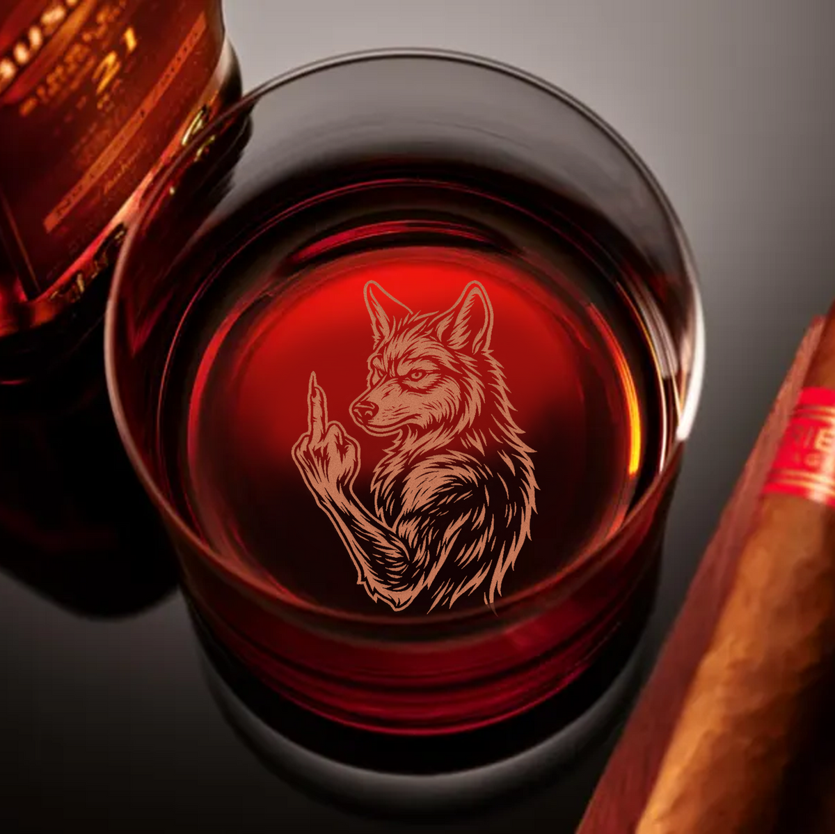Wolf Fuckin' Engraved Whiskey Glass, Custom Rocks Glass 2025, Funny Gift for Hunters & Outdoorsmen