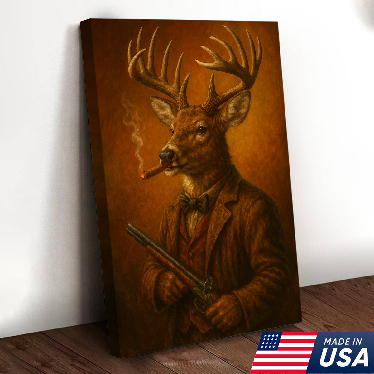 Deer Hunter Canvas Wall Art – Funny Hunting Gift for Men, Hunters & Lodge Decor
