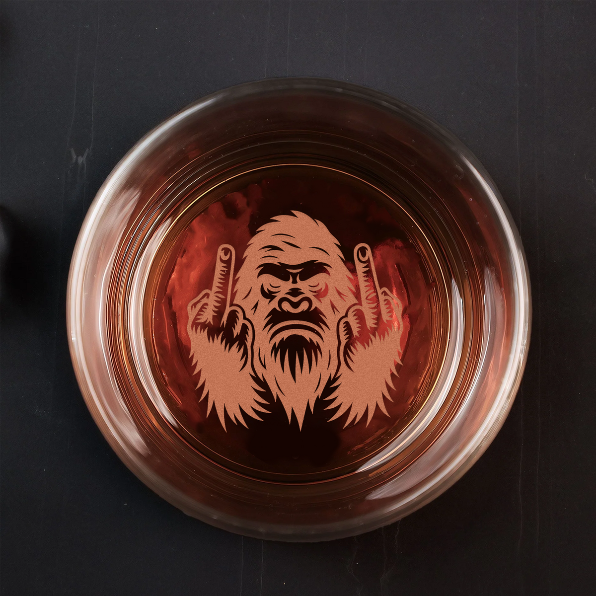 Funny Bigfoot Fuckin' Fingers Engraved Whiskey Glass – Unique Gift for Men & Drinking Lovers