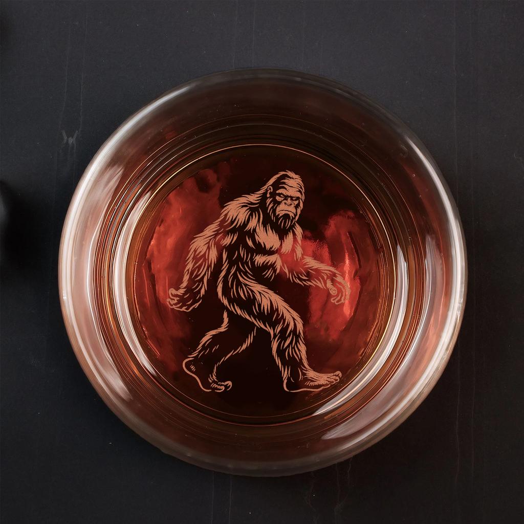 Bigfoot Engraved Whiskey Glass, Custom Rocks Glass, Gift for Hunters & Outdoorsmen, Rustic Barware 2025