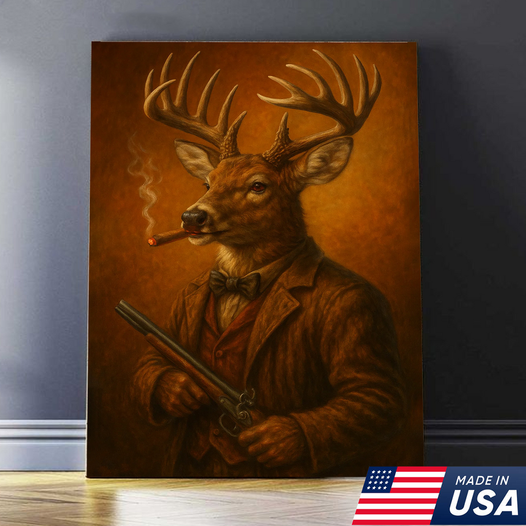Deer Hunter Canvas Wall Art – Funny Hunting Gift for Men, Hunters & Lodge Decor