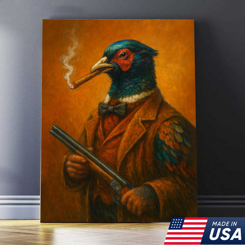 Pheasant Hunter Canvas Wall Art – Funny Hunting Gift for Men, Upland Game Bird Hunters