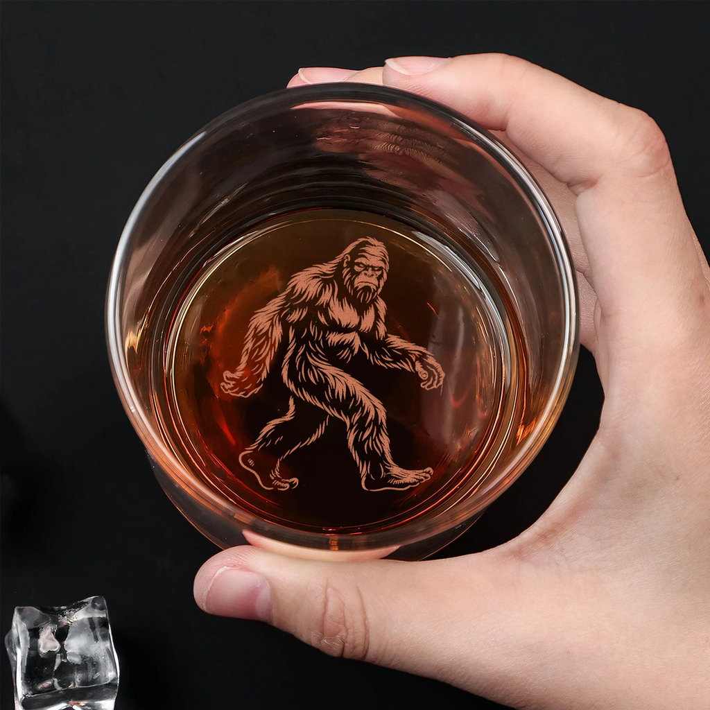 Bigfoot Engraved Whiskey Glass, Custom Rocks Glass, Gift for Hunters & Outdoorsmen, Rustic Barware 2025