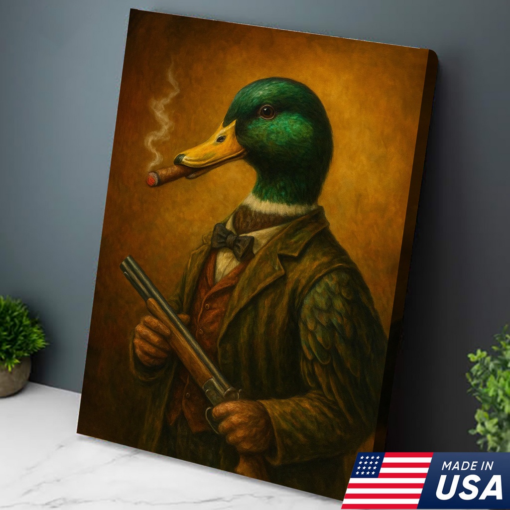 Duck Hunter Canvas Wall Art – Funny Hunting Gift for Men, Waterfowl Hunters & Lodge Decor