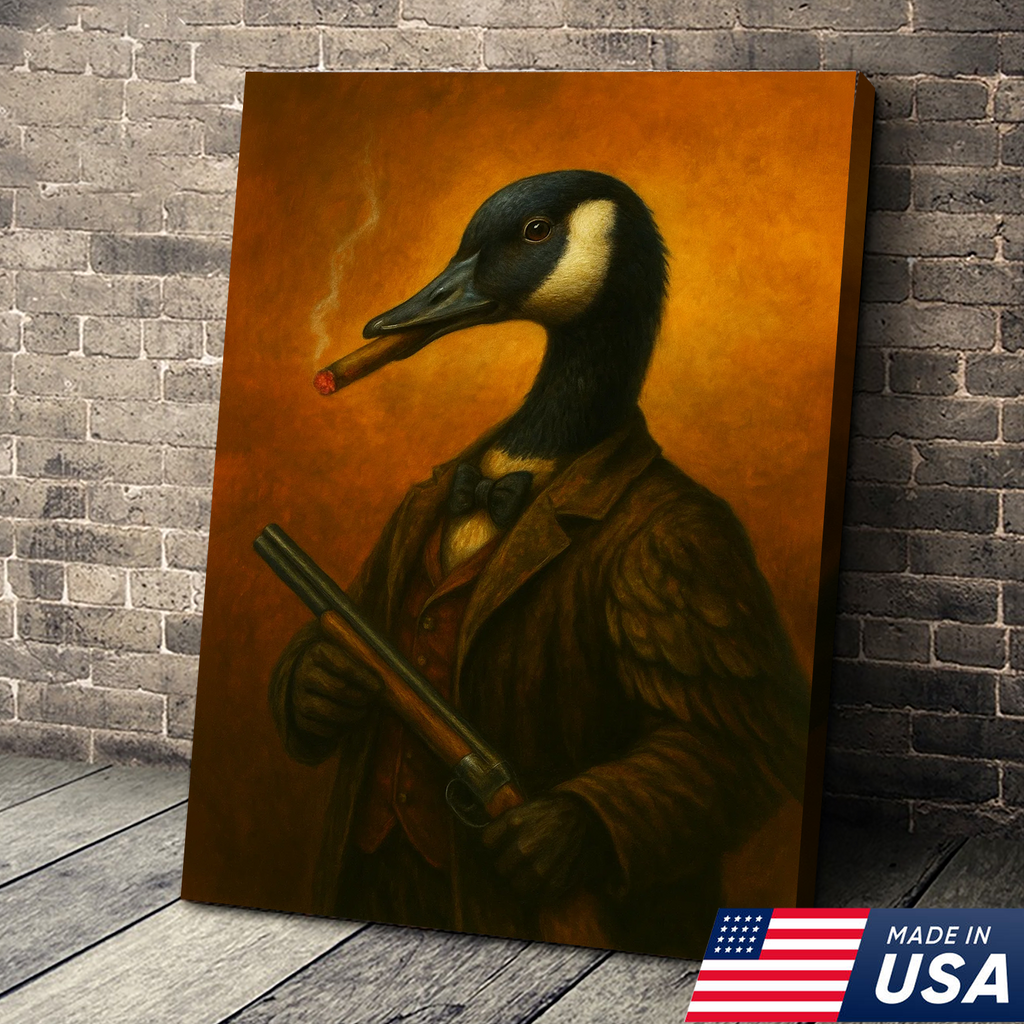 Goose Hunter Canvas Wall Art – Funny Canada Goose Hunting Gift for Men, Lodge & Man Cave Decor