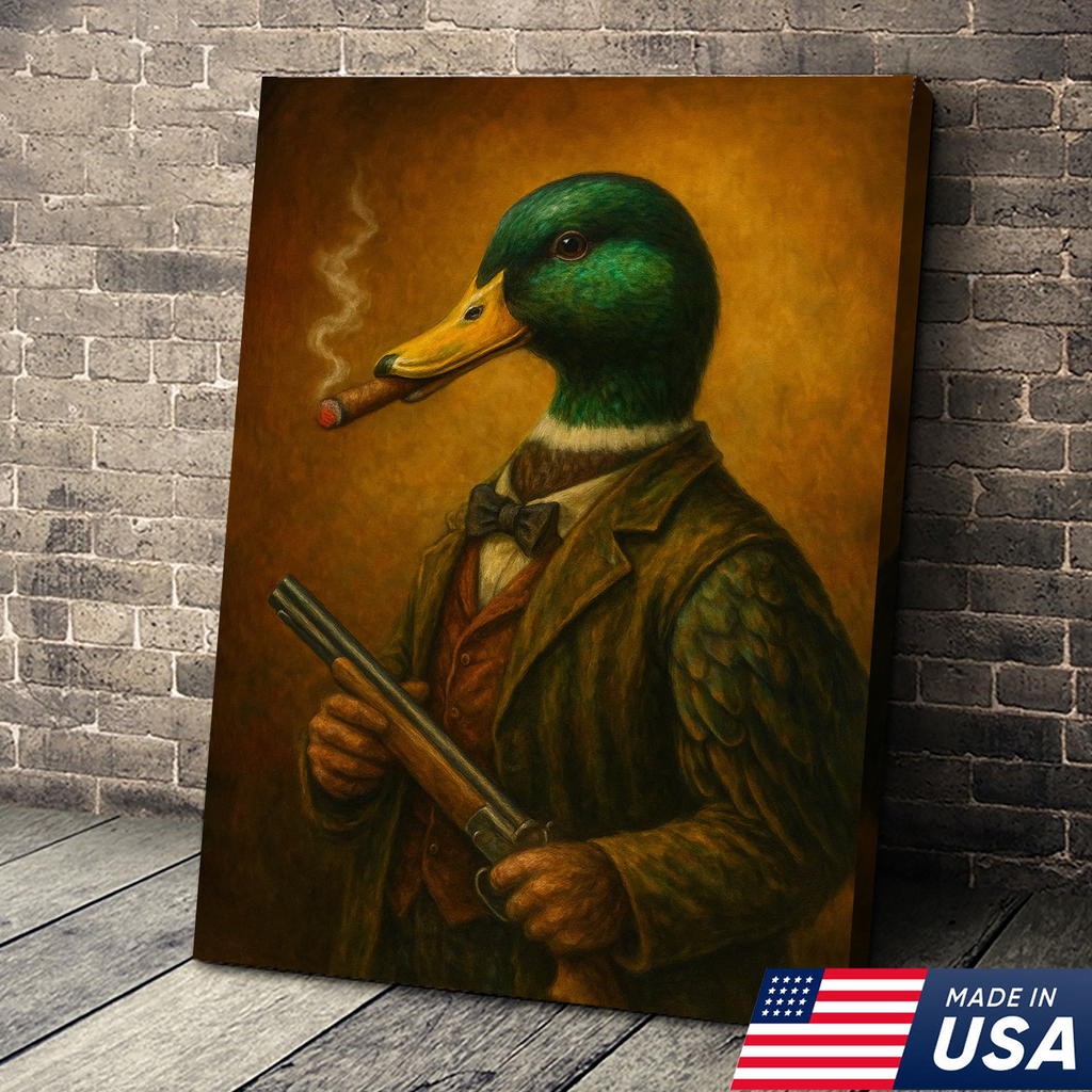 Duck Hunter Canvas Wall Art – Funny Hunting Gift for Men, Waterfowl Hunters & Lodge Decor