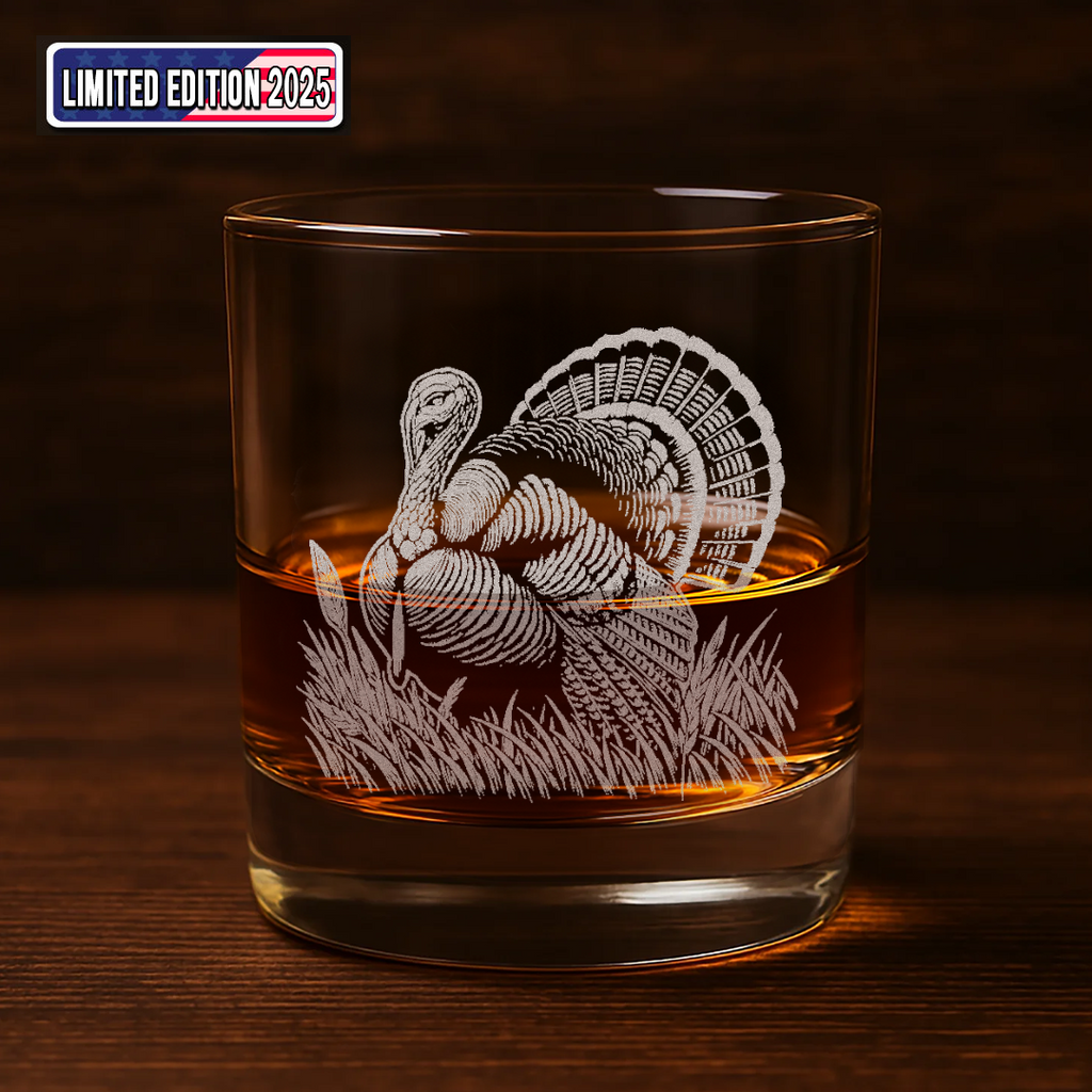 Turkey Hunting Engraved Whiskey Glass, Hunting Gift for Men, Rustic Barware 2025 Limited Edition
