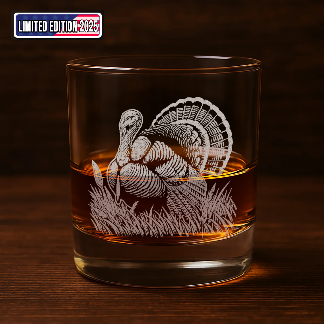 Turkey Hunting Engraved Whiskey Glass, Hunting Gift for Men, Rustic Barware 2025 Limited Edition