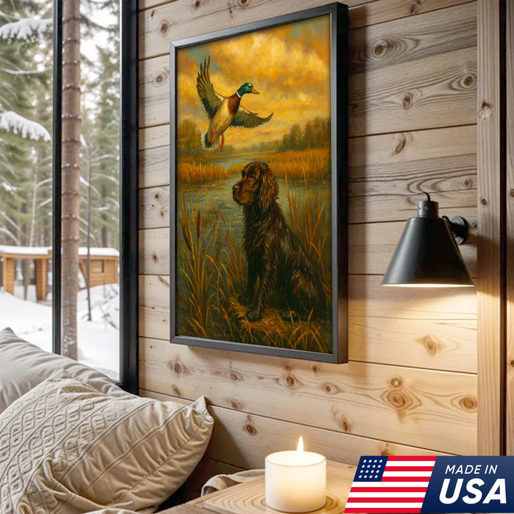 Hunting Dog & Mallard Duck Canvas Wall Art – Rustic Cabin Decor