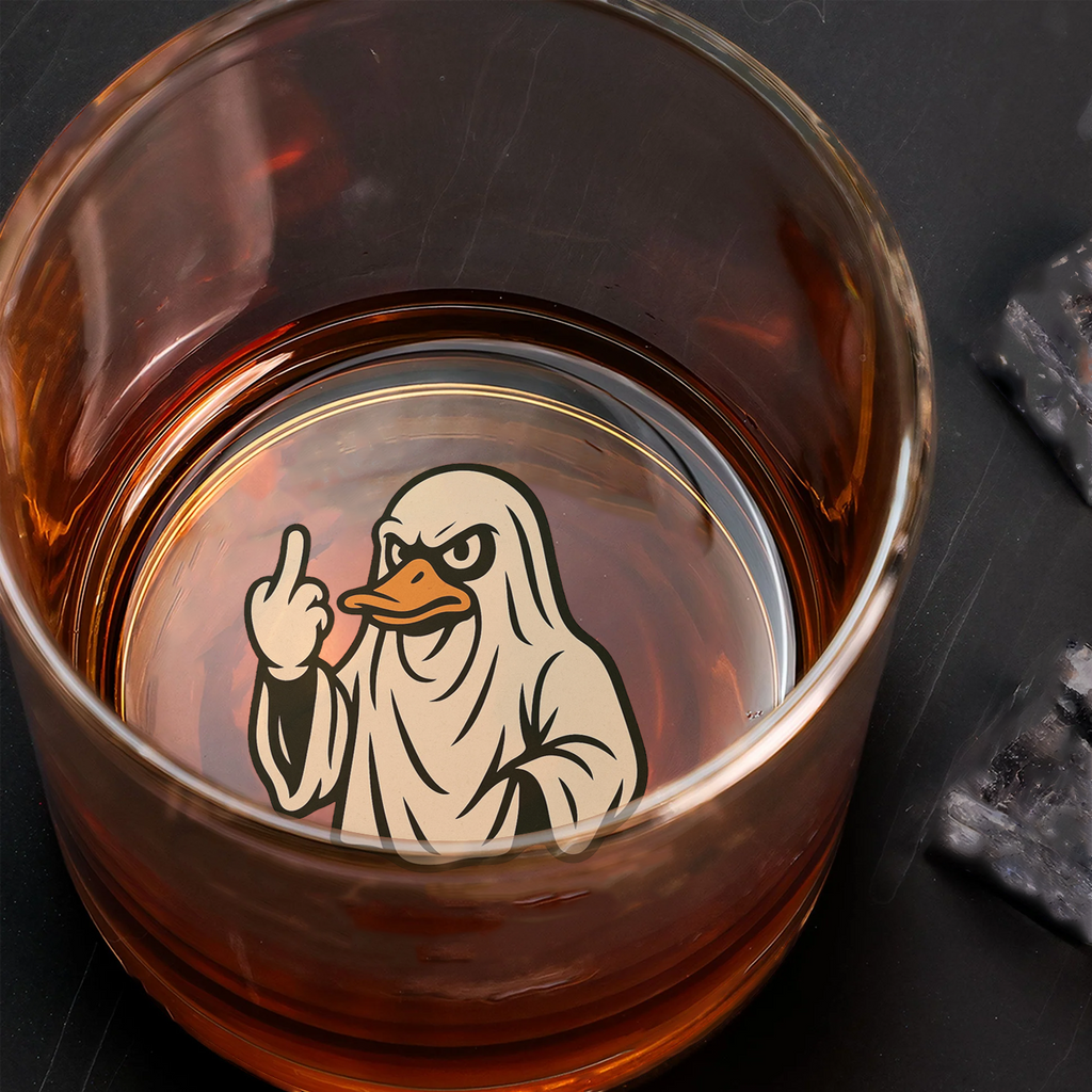 Funny Duck Halloween Whiskey Glass – Unique Drinking Gift for Hunters, Men, and Drinking Lovers