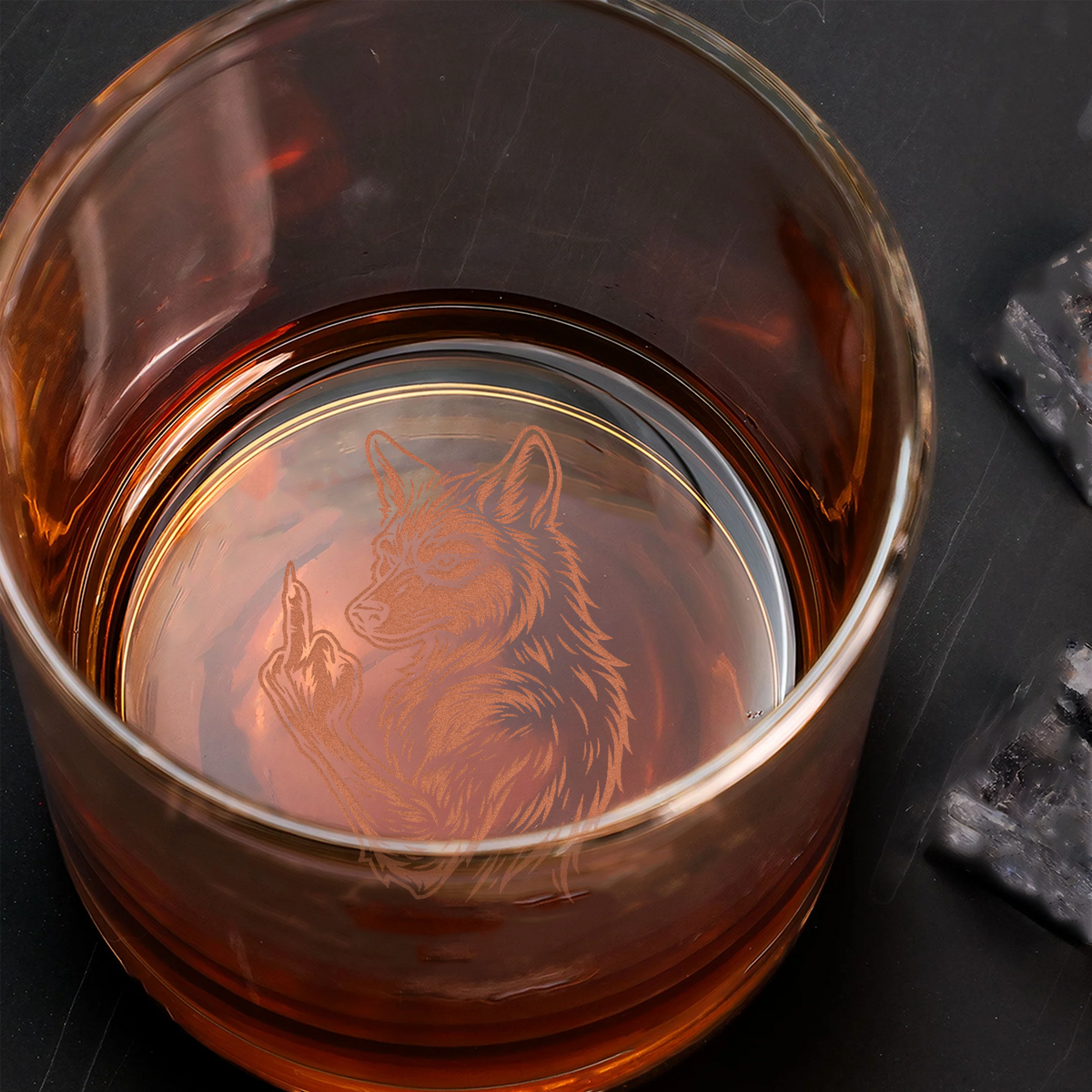 Wolf Fuckin' Engraved Whiskey Glass, Custom Rocks Glass 2025, Funny Gift for Hunters & Outdoorsmen