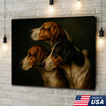 Hunting Dog Canvas Wall Art – Trio of Hounds Portrait, Rustic Lodge Decor