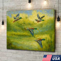 Mallard Duck Hunting Canvas Wall Art – Rustic Wildlife Decor, Flying Ducks Painting