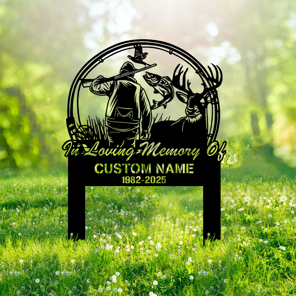 Personalized Hunter Memorial Metal Sign – In Loving Memory Grave Marker