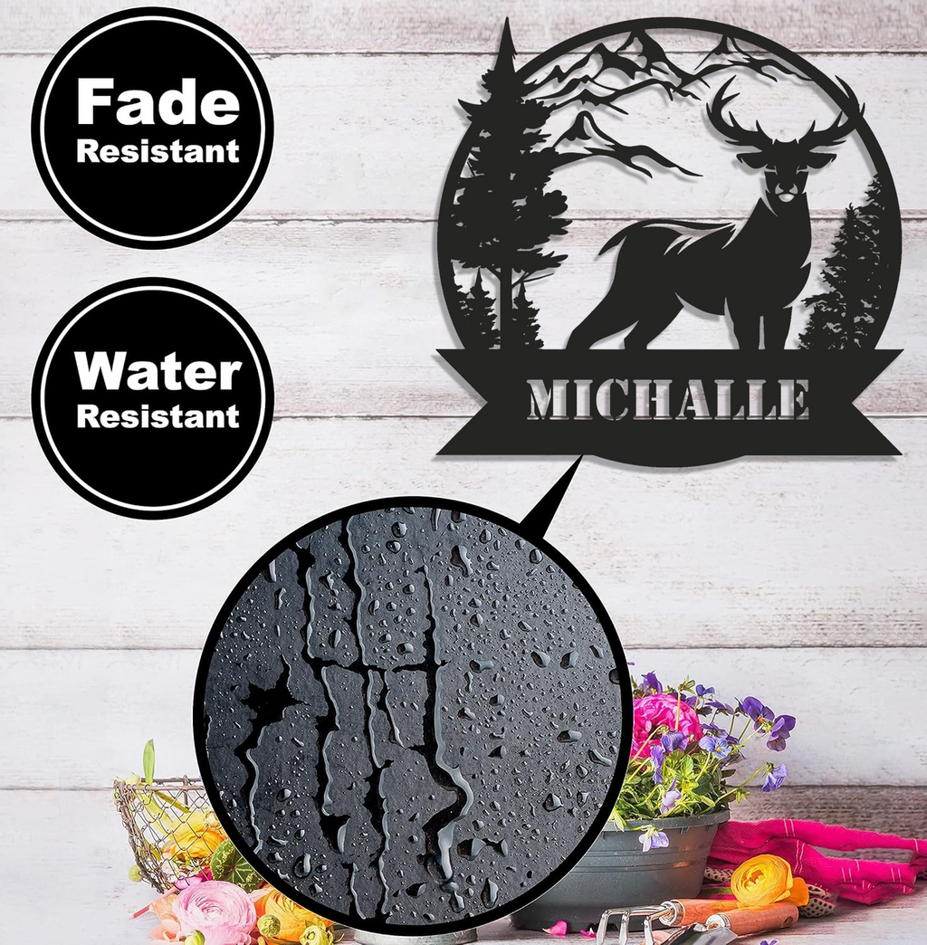 Personalized Deer Metal Sign WITH LED/WITHOUT LED – Custom Name Buck Wall Art