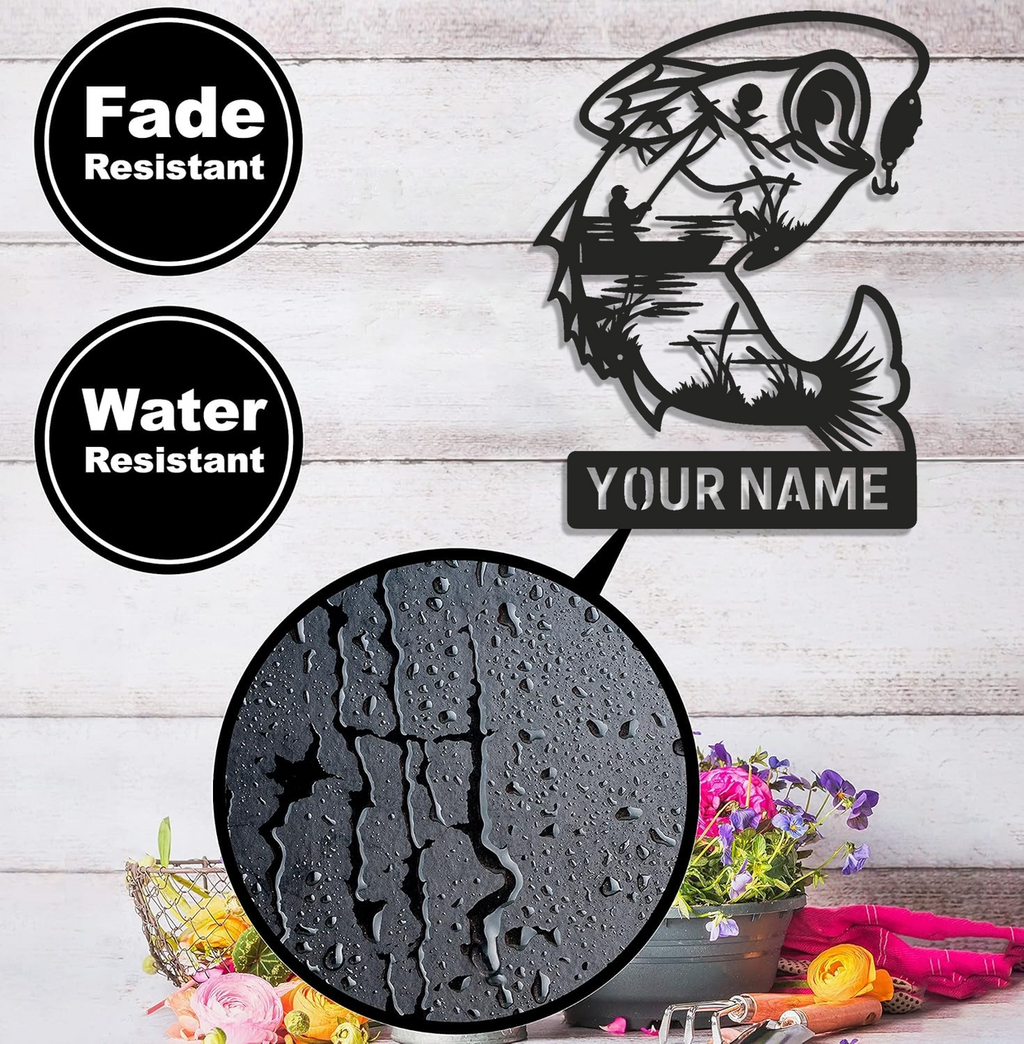 Personalized Fishing Metal Sign WITH LED/WITHOUT LED – Rustic Angler Wall Art
